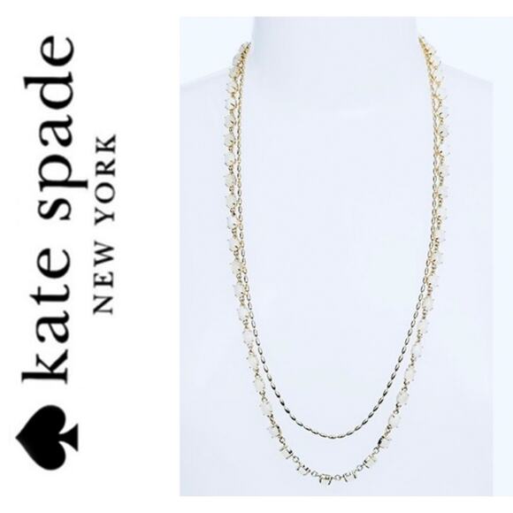 KATE SPADE NWT Necklace – Double Strand Long Gold & White Seastone Necklace - Picture 5 of 9